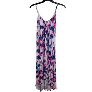 Cynthia Rowley Ikat Print Hi-Low Maxi Dress Spaghetti Strap M NWT